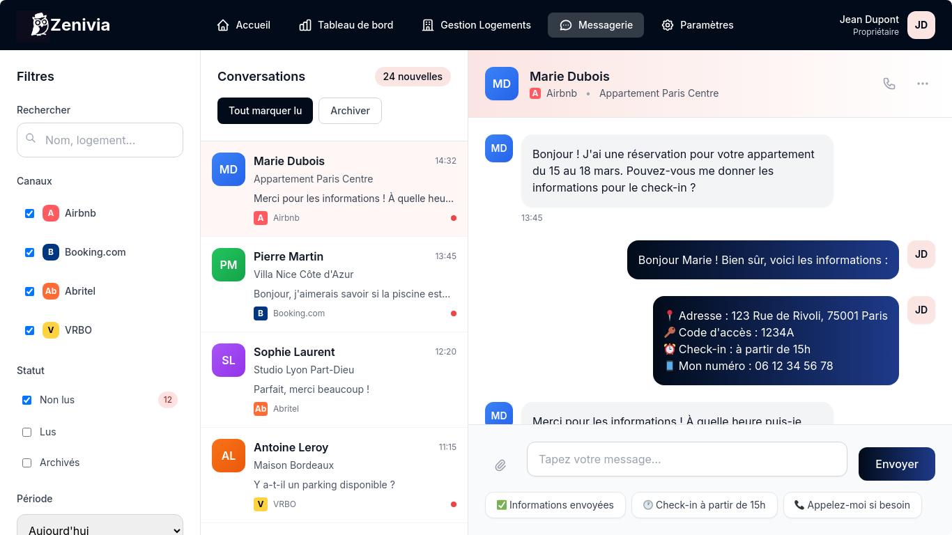 Boîte de réception unifiée Zenivia